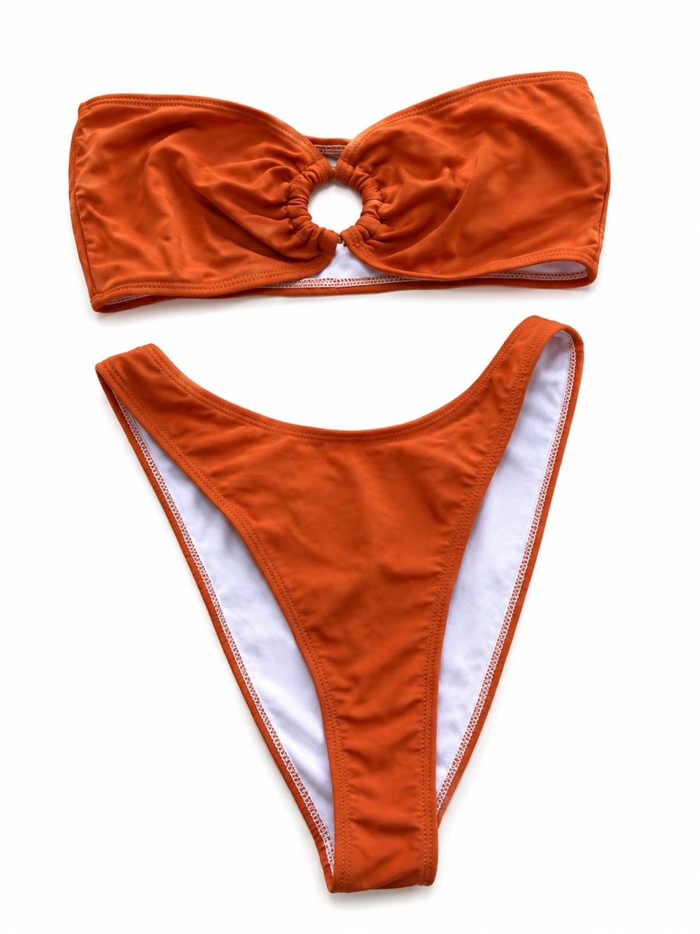 In The Style Orange Bandeau Ring Bikini Set - Women Swim Bikinis